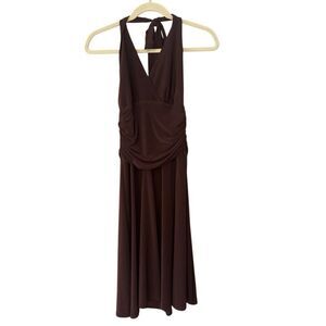Jones New York Women's Chocolate Draped V Neck Halter Dress Size 10